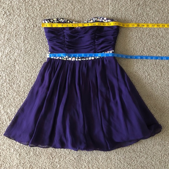 Windsor sequins Rhinestones strapless Purple dress size 7 - Picture 9 of 15